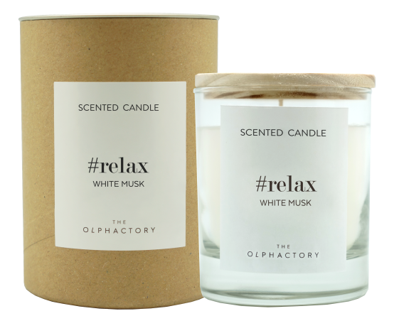 Duftlys "Relax" - White musk hvit design