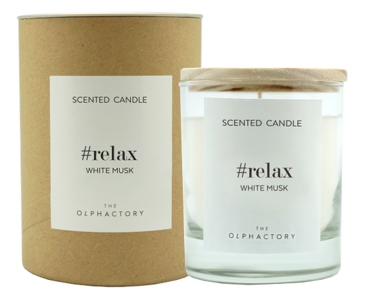 Duftlys "Relax" - White musk hvit design