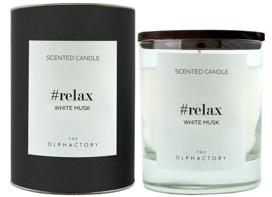 Duftlys "Relax" - White musk sort design