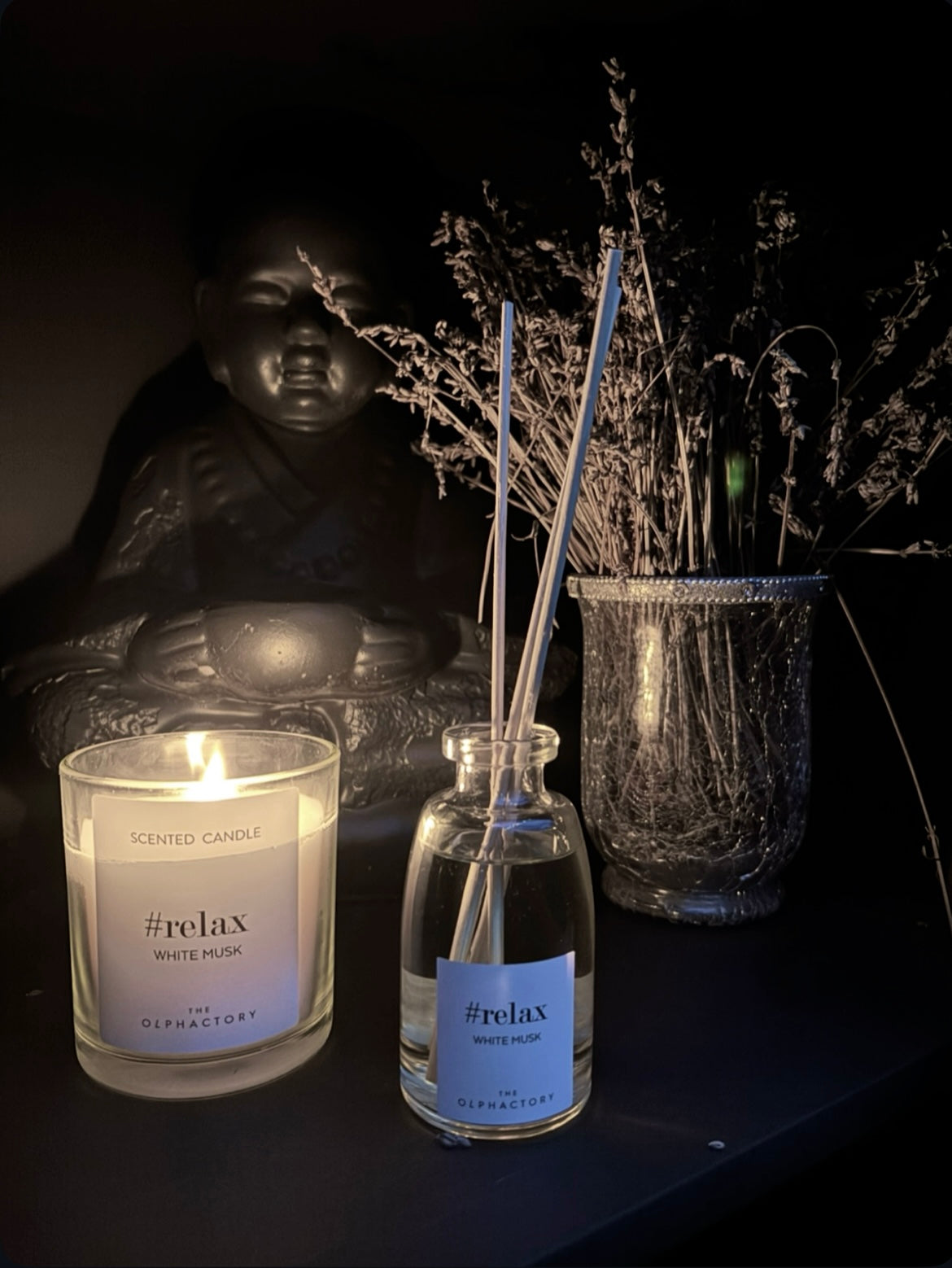 Duftlys "Relax" - White musk hvit design