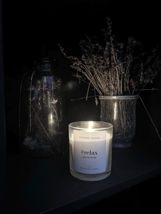 Duftlys "Relax" - White musk hvit design