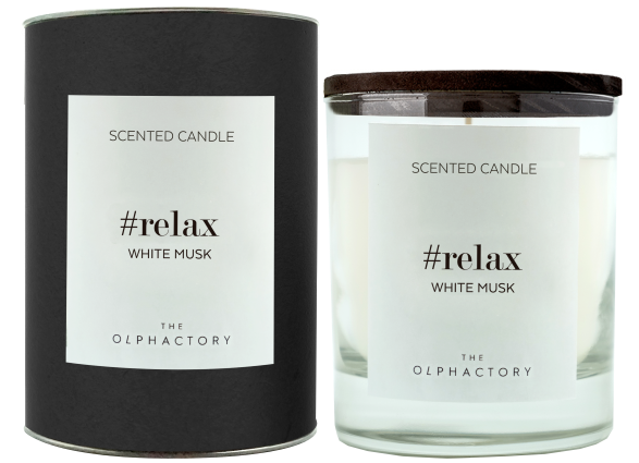Duftlys "Relax" - White musk sort design