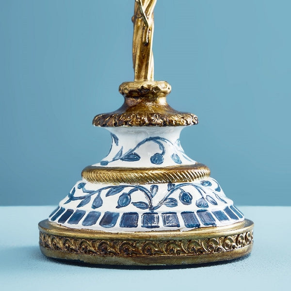 Lysestake “Luca” – papegøye i blå/hvit (3 lys)